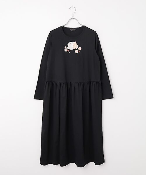 PINK HOUSE / ピンクハウス ロング・マキシ丈ワンピース | 幸見うさぎ刺繍スムースワンピース（クロ）