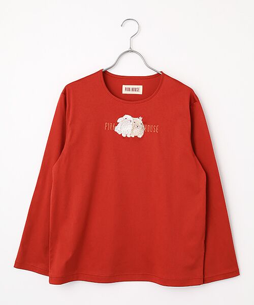 PINK HOUSE / ピンクハウス カットソー | 幸見うさぎ刺繍スムースカットソー（アカ）