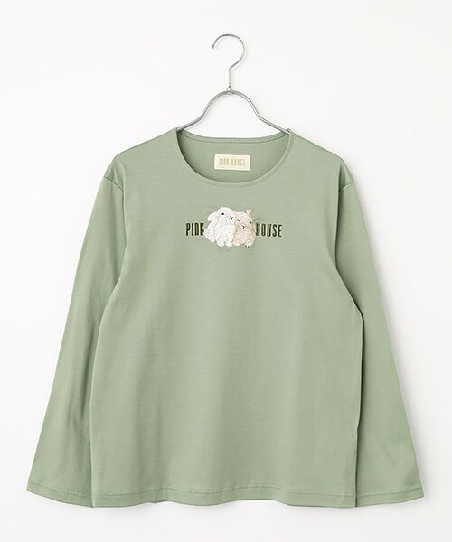 PINK HOUSE / ピンクハウス カットソー | 幸見うさぎ刺繍スムースカットソー（抹茶）