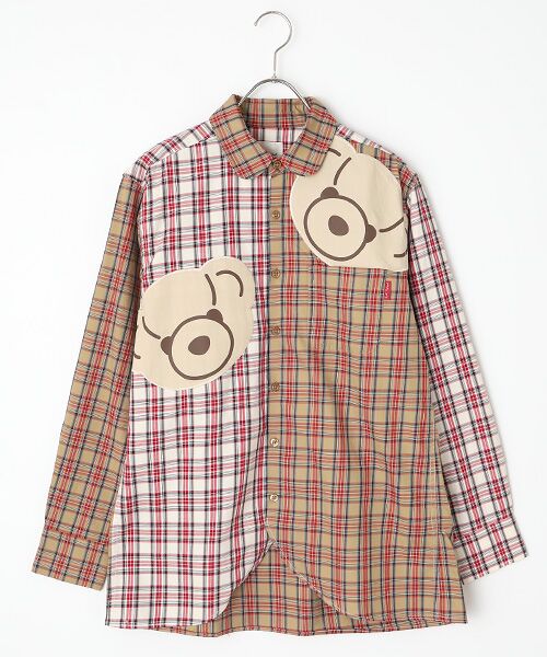 PINK HOUSE / ピンクハウス シャツ・ブラウス | くまアップリケ付きオリジナルタータンチェックシャツブラウス（シロ系）