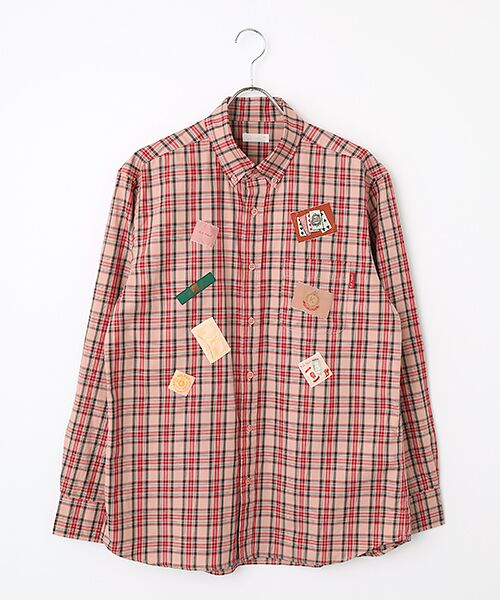 PINK HOUSE / ピンクハウス シャツ・ブラウス | ネームワッペンいっぱいオリジナルタータンチェックシャツブラウス（ピンク）