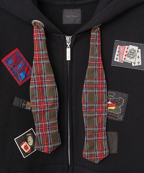 PINK HOUSE / ピンクハウス パーカー | リボンタイ付ネームワッペンいっぱいパーカー | 詳細1