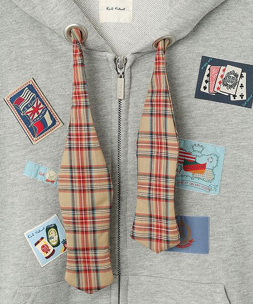 PINK HOUSE / ピンクハウス パーカー | リボンタイ付ネームワッペンいっぱいパーカー | 詳細7