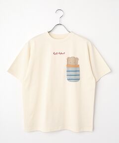 PINK HOUSE / ピンクハウス Tシャツ | くまプリントポケット付きTシャツ