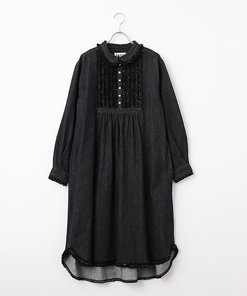 PINK HOUSE / ピンクハウス ロング・マキシ丈ワンピース | ムラ糸デニムシャツワンピース（クロ）