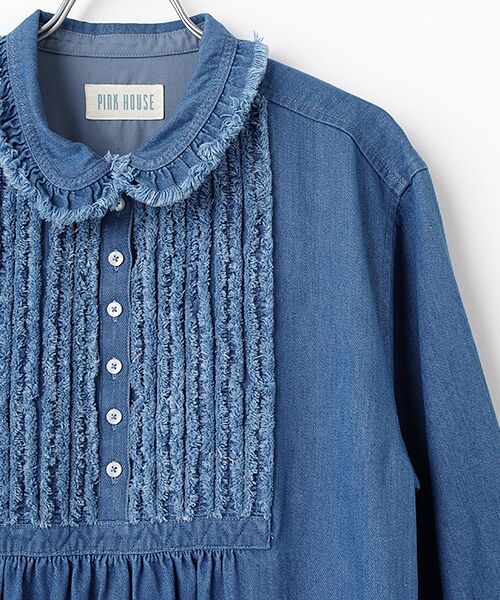 PINK HOUSE / ピンクハウス ロング・マキシ丈ワンピース | ムラ糸デニムシャツワンピース | 詳細4