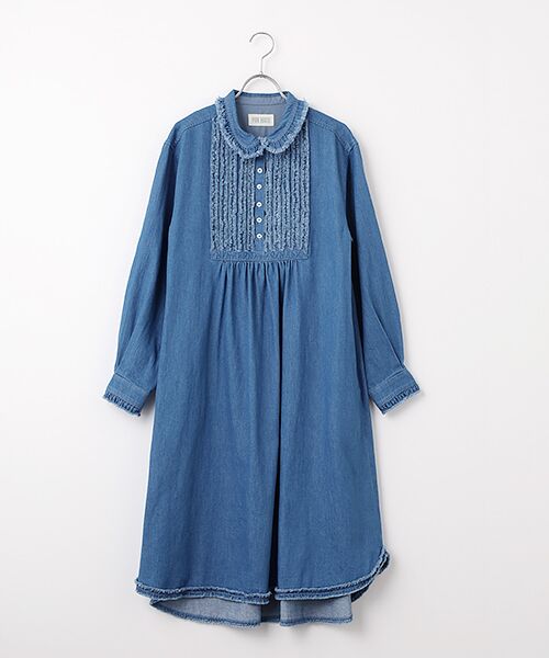 PINK HOUSE / ピンクハウス ロング・マキシ丈ワンピース | ムラ糸デニムシャツワンピース（ブルー）