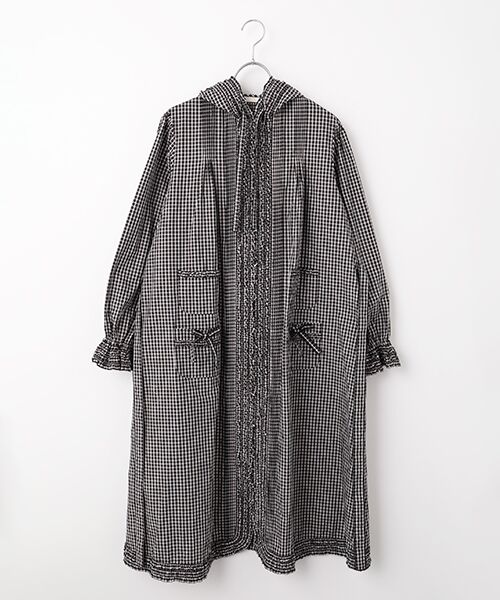 PINK HOUSE / ピンクハウス ロング・マキシ丈ワンピース | オリジナルチェックフード付きワンピース（クロ系）