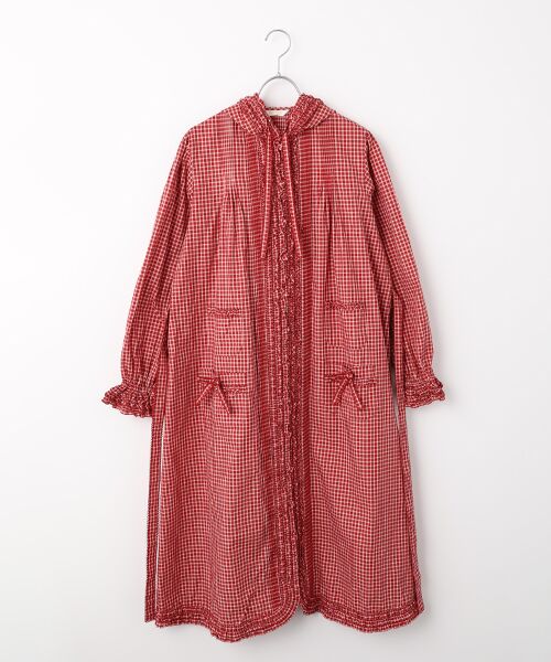 PINK HOUSE / ピンクハウス ロング・マキシ丈ワンピース | オリジナルチェックフード付きワンピース（アカ系）