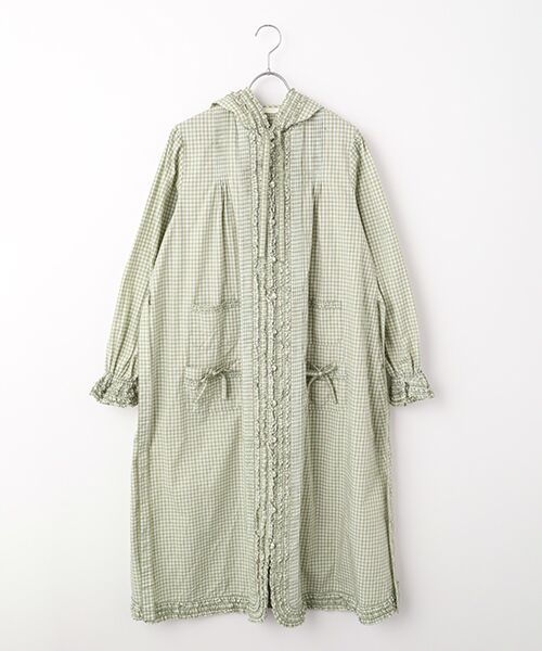 PINK HOUSE / ピンクハウス ロング・マキシ丈ワンピース | オリジナルチェックフード付きワンピース（グリーン系）