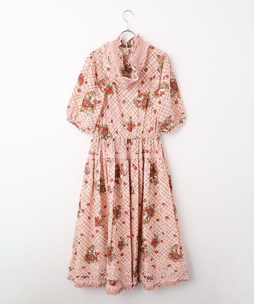 PINK HOUSE / ピンクハウス ロング・マキシ丈ワンピース | 苺リースプリントパッチワークワンピース | 詳細2