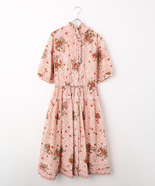 PINK HOUSE / ピンクハウス ロング・マキシ丈ワンピース | 苺リースプリントパッチワークワンピース（シャンパン）