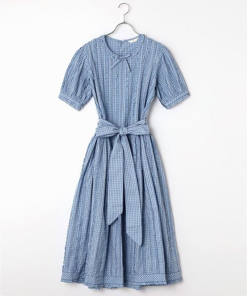 PINK HOUSE / ピンクハウス ロング・マキシ丈ワンピース | オリジナルチェックワンピース（ブルー系）