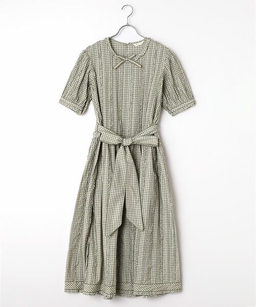 PINK HOUSE / ピンクハウス ロング・マキシ丈ワンピース | オリジナルチェックワンピース（グリーン系）