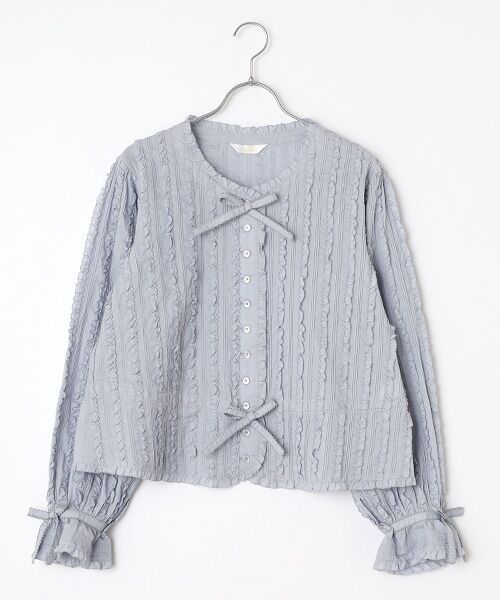 PINK HOUSE / ピンクハウス シャツ・ブラウス | フリル使いローンブラウス（ブルーグレー）