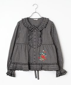 PINK HOUSE / ピンクハウス シャツ・ブラウス | 苺ブーケ刺繍入りオリジナルチェックブラウス