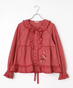 PINK HOUSE / ピンクハウス シャツ・ブラウス | 苺ブーケ刺繍入りオリジナルチェックブラウス