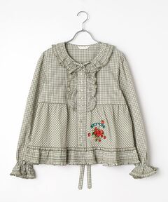 PINK HOUSE / ピンクハウス シャツ・ブラウス | 苺ブーケ刺繍入りオリジナルチェックブラウス