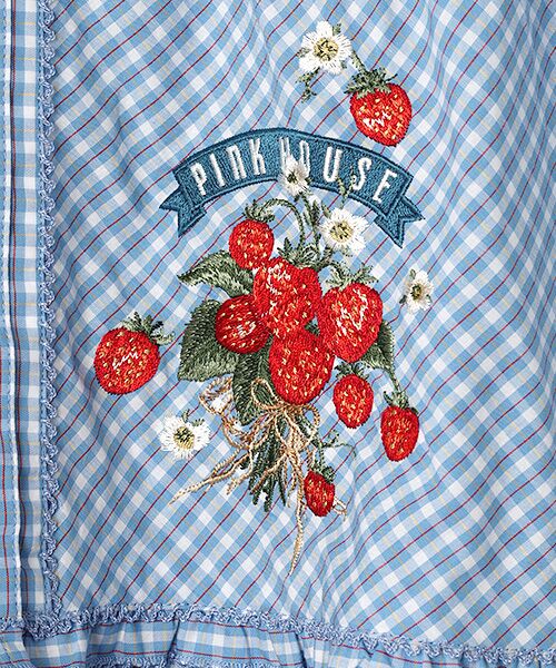 PINK HOUSE / ピンクハウス シャツ・ブラウス | 苺ブーケ刺繍入りオリジナルチェックブラウス | 詳細7