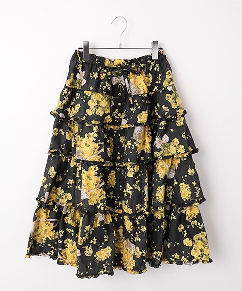 PINK HOUSE / ピンクハウス ロング・マキシ丈スカート | なのはなプリントスカート（クロ）