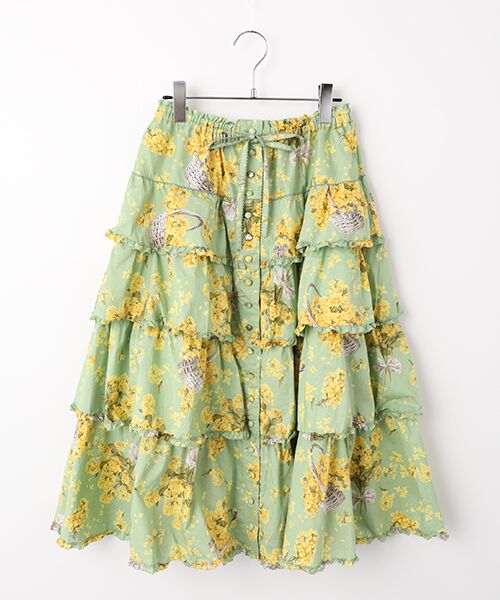 PINK HOUSE / ピンクハウス ロング・マキシ丈スカート | なのはなプリントスカート（ミントグリーン）