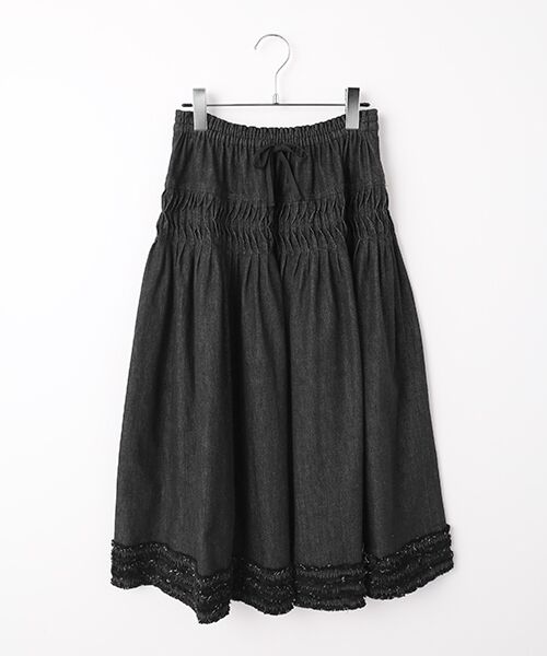 PINK HOUSE / ピンクハウス ロング・マキシ丈スカート | ムラ糸デニムスカート（クロ）