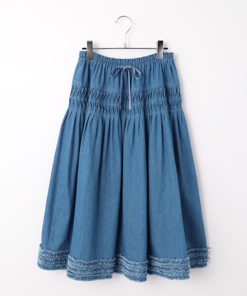 PINK HOUSE / ピンクハウス ロング・マキシ丈スカート | ムラ糸デニムスカート（ブルー）