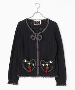 PINK HOUSE / ピンクハウス カーディガン・ボレロ | 苺リースモチーフ使いカーディガン