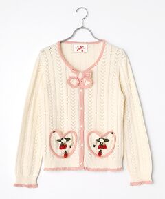 苺リースモチーフ使いカーディガン