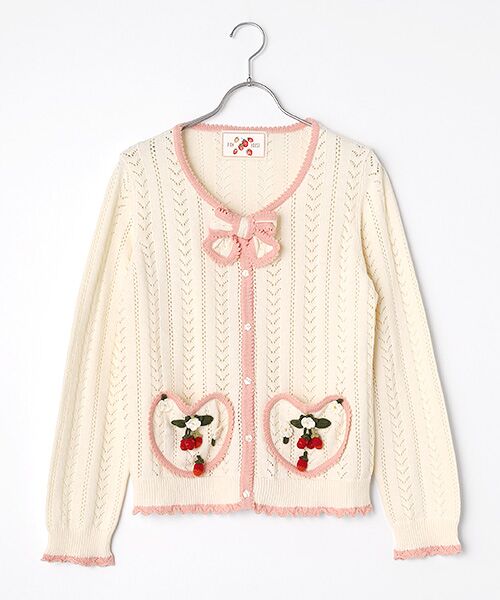 PINK HOUSE / ピンクハウス カーディガン・ボレロ | 苺リースモチーフ使いカーディガン（キナリ）