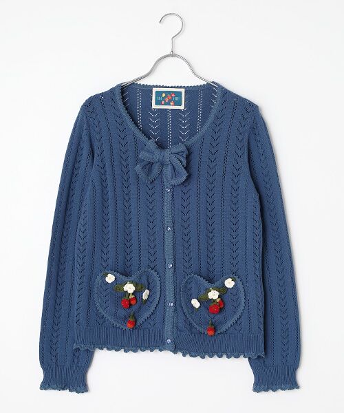 PINK HOUSE / ピンクハウス カーディガン・ボレロ | 苺リースモチーフ使いカーディガン（ブルー）