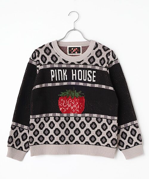 PINK HOUSE / ピンクハウス ニット・セーター | 苺モチーフジャガードニット（クロ）