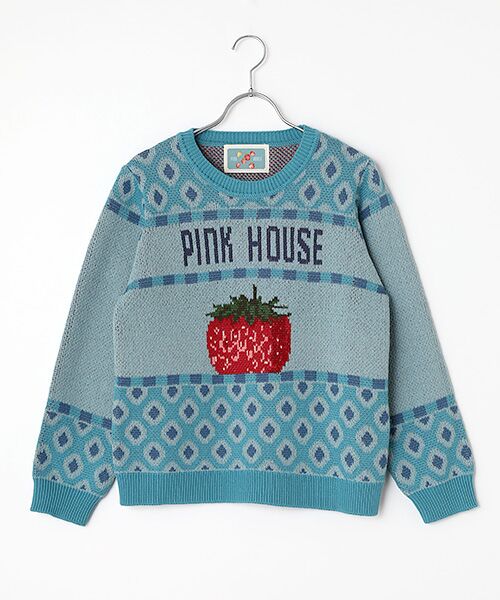 PINK HOUSE / ピンクハウス ニット・セーター | 苺モチーフジャガードニット（ブルー）
