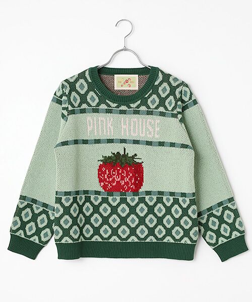 PINK HOUSE / ピンクハウス ニット・セーター | 苺モチーフジャガードニット（グリーン）
