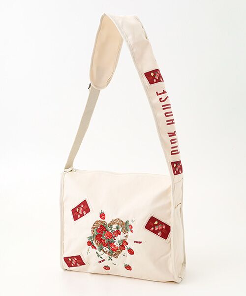 PINK HOUSE / ピンクハウス ショルダーバッグ | 苺リース刺繍ショルダーバッグ（キナリ）