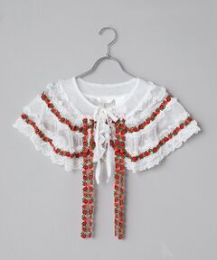 オリジナル苺ブレードレース使いドットチュールケープ