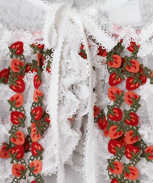 PINK HOUSE / ピンクハウス マフラー・ショール・スヌード・ストール | オリジナル苺ブレードレース使いドットチュールケープ | 詳細2