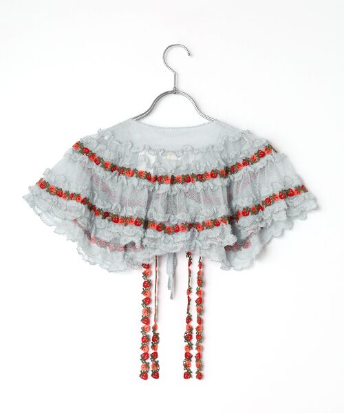 PINK HOUSE / ピンクハウス マフラー・ショール・スヌード・ストール | オリジナル苺ブレードレース使いドットチュールケープ | 詳細4