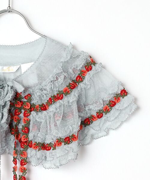 PINK HOUSE / ピンクハウス マフラー・ショール・スヌード・ストール | オリジナル苺ブレードレース使いドットチュールケープ | 詳細5