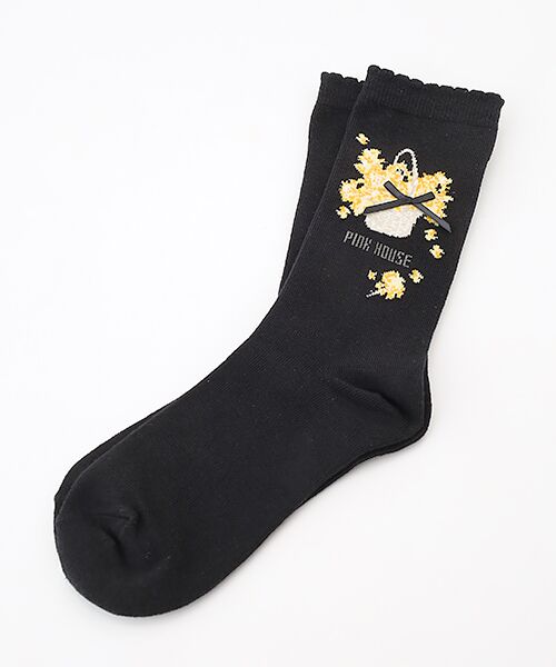 PINK HOUSE / ピンクハウス ソックス | なのはな柄ソックス（クロ）