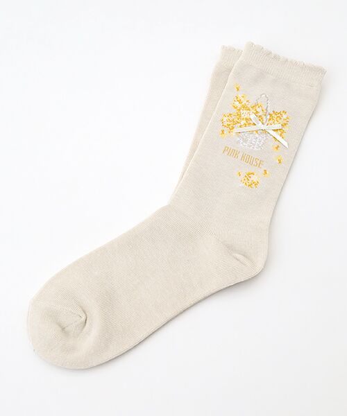 PINK HOUSE / ピンクハウス ソックス | なのはな柄ソックス（キナリ）