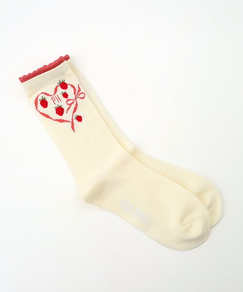 PINK HOUSE / ピンクハウス ソックス | 苺リースモチーフソックス（キナリ）