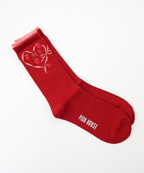 PINK HOUSE / ピンクハウス ソックス | 苺リースモチーフソックス（アカ）