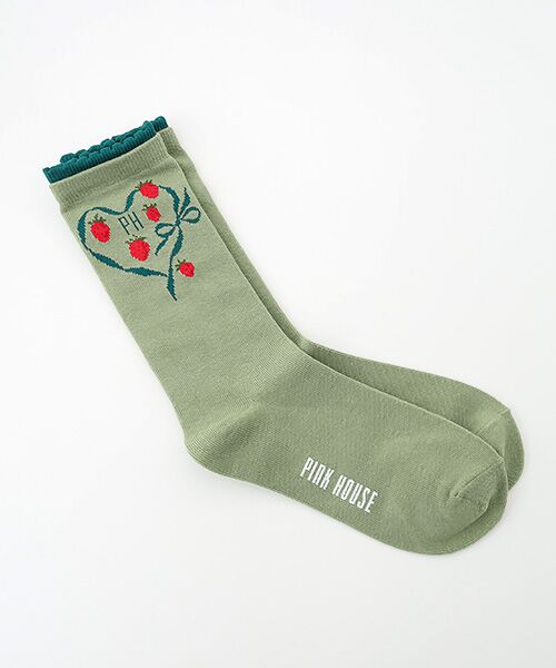 PINK HOUSE / ピンクハウス ソックス | 苺リースモチーフソックス（グリーン）