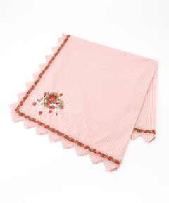 苺リース刺繍オリジナルチェックストール