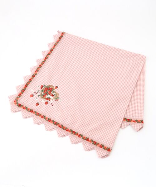 PINK HOUSE / ピンクハウス マフラー・ショール・スヌード・ストール | 苺リース刺繍オリジナルチェックストール（ピンク系）