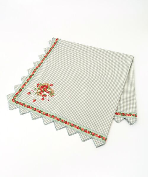 PINK HOUSE / ピンクハウス マフラー・ショール・スヌード・ストール | 苺リース刺繍オリジナルチェックストール（グリーン系）