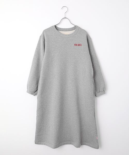 PINK HOUSE / ピンクハウス ロング・マキシ丈ワンピース | ロゴ入りスウェットワンピース（トップグレー）