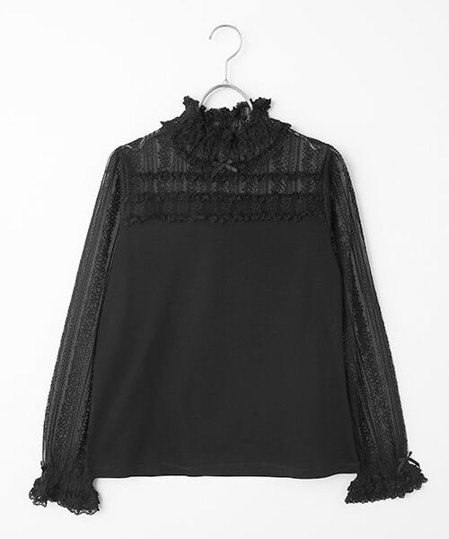 PINK HOUSE / ピンクハウス カットソー | ウーリーレース使いカットソー（クロ）