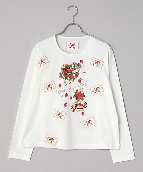 PINK HOUSE / ピンクハウス カットソー | 苺リースプリントカットソー（キナリ）